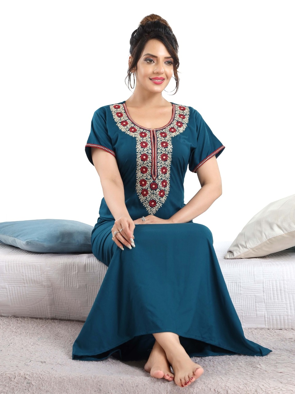 Plain PV Fabric Gown – Teal Blue